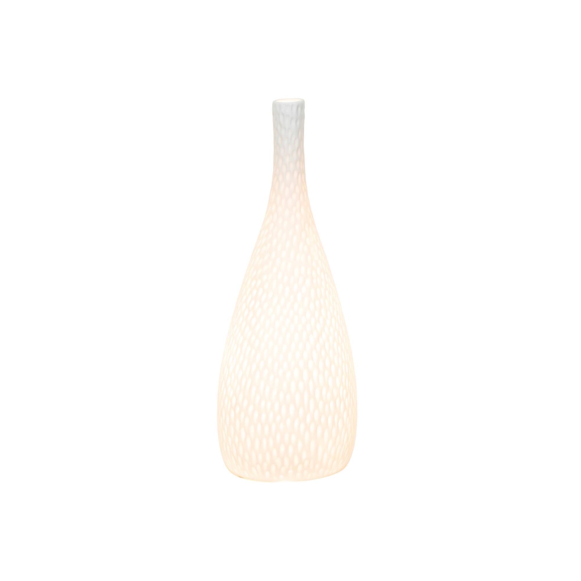 Hello Honey® 12.5" White Debossed Stoneware Bisque Table Lamp with Inline Switch